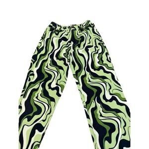 Another Girl Green Swirl Print High Waisted Straight Leg Pants SZ 4‎